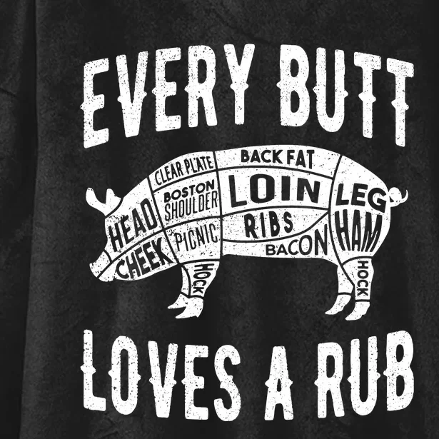 Every Butt Loves A Rub Funny BBQ Meat Smoker Barbecue Hooded Wearable Blanket