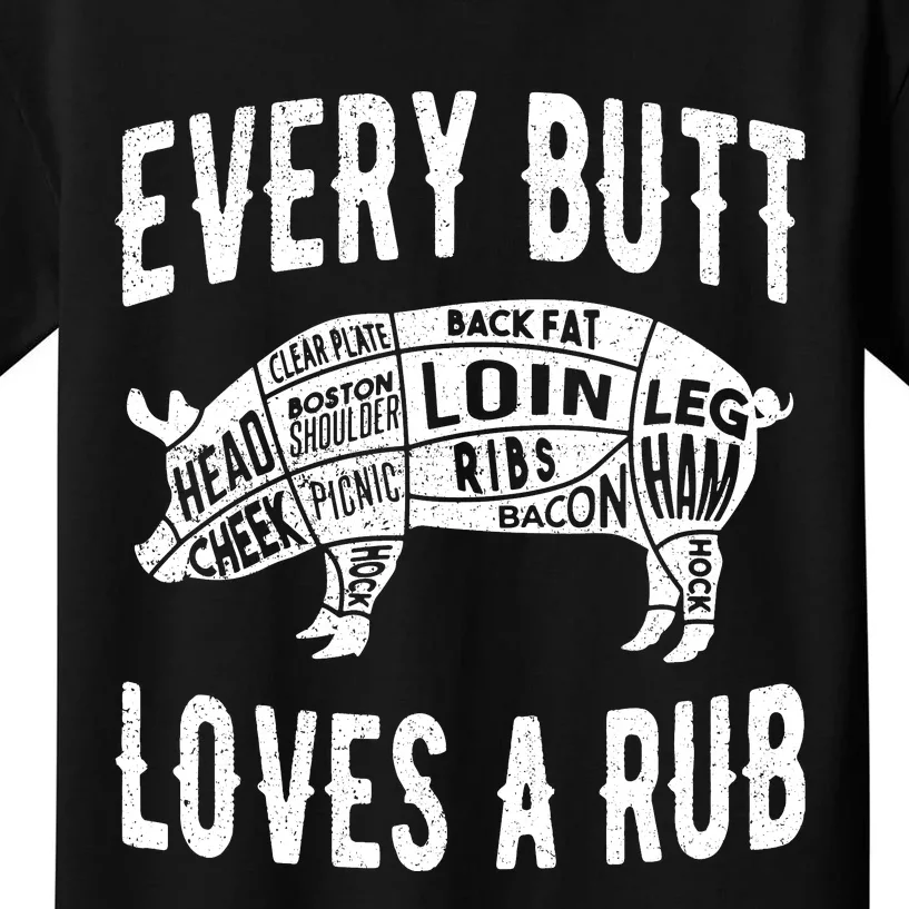 Every Butt Loves A Rub Funny BBQ Meat Smoker Barbecue Kids T-Shirt