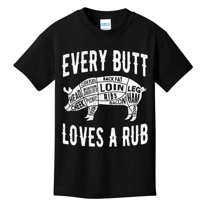 Every Butt Loves A Rub Funny BBQ Meat Smoker Barbecue Kids T-Shirt