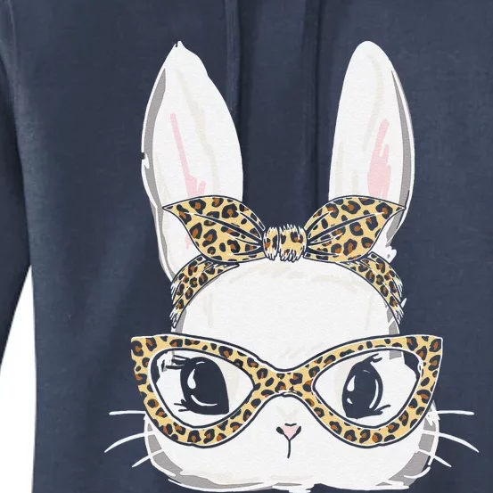 Easter Bunny Leopard Glasses Bow Mama Mommy Easter Mom Women's Pullover Hoodie