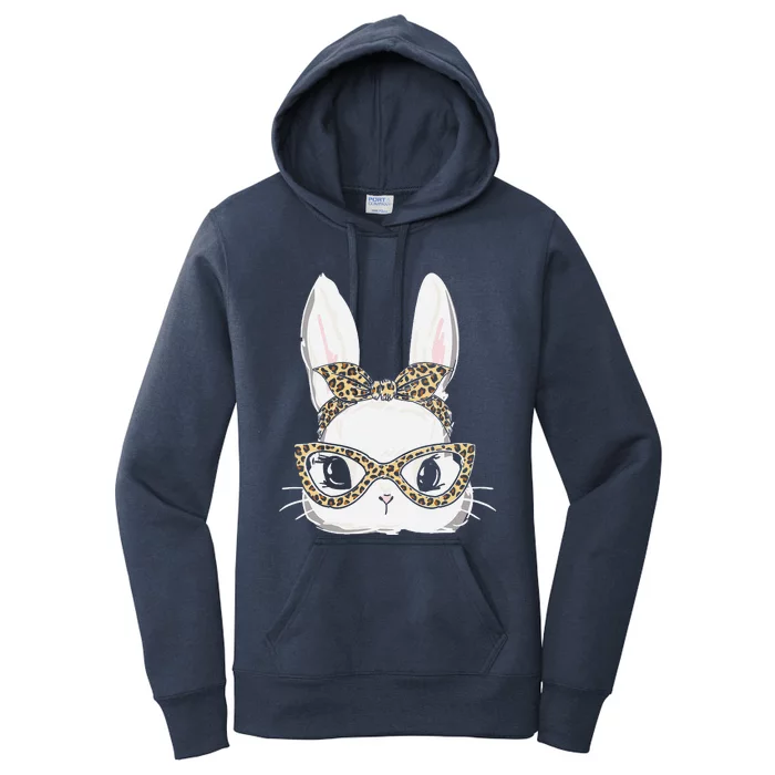 Easter Bunny Leopard Glasses Bow Mama Mommy Easter Mom Women's Pullover Hoodie