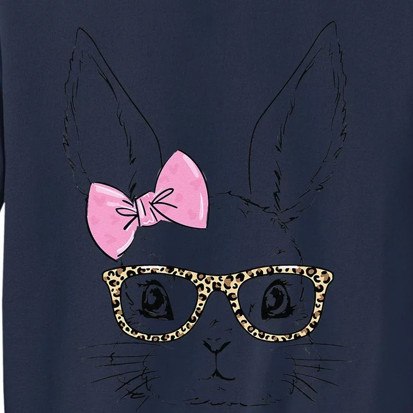 Easter Bunny Leopard Glasses Bow Tie Easter Day Women Sweatshirt