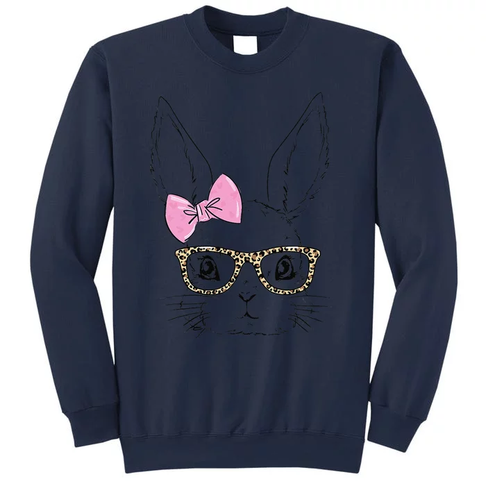 Easter Bunny Leopard Glasses Bow Tie Easter Day Women Sweatshirt