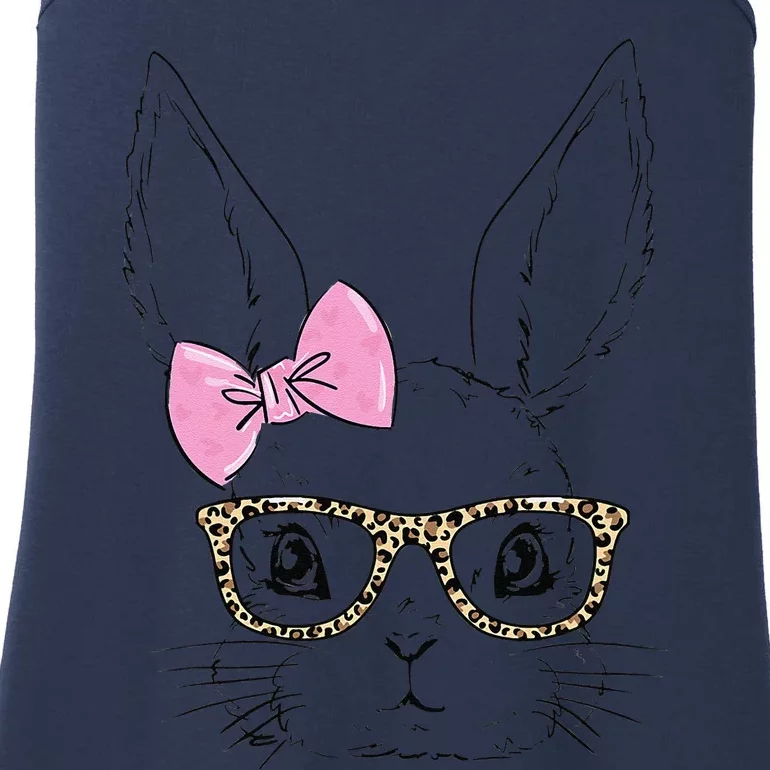 Easter Bunny Leopard Glasses Bow Tie Easter Day Women Ladies Essential Tank