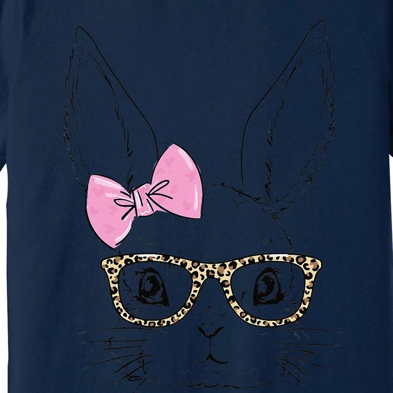 Easter Bunny Leopard Glasses Bow Tie Easter Day Women Premium T-Shirt