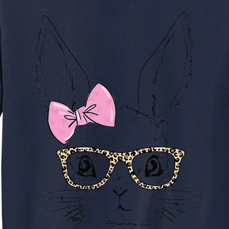 Easter Bunny Leopard Glasses Bow Tie Easter Day Women Tall Sweatshirt