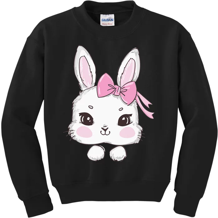 Easter Bunny Ladies Easter rabbit eggs basket Kids Sweatshirt