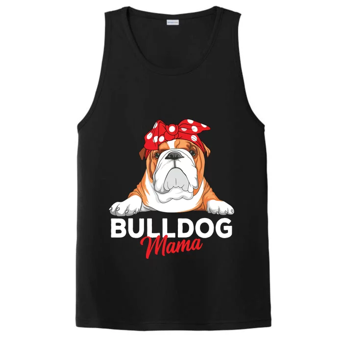 English Bulldog Mama Bully Dog Mom Funny Women Gift Performance Tank