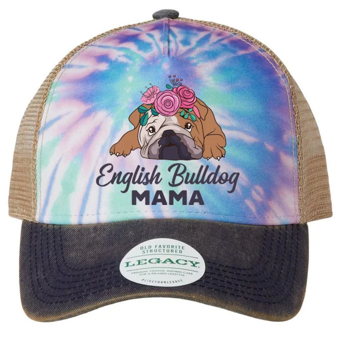 English Bulldog Mama Cute Bully Dog Mom Funny Girl Gift Legacy Tie Dye Trucker Hat