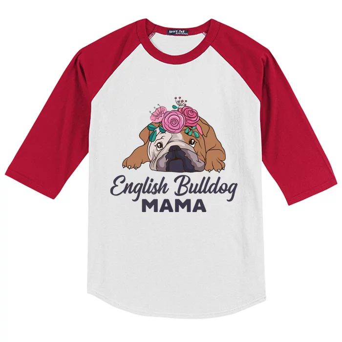 English Bulldog Mama Cute Bully Dog Mom Funny Girl Gift Kids Colorblock Raglan Jersey