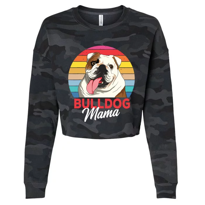 English Bulldog Mama Mom Women Cropped Pullover Crew