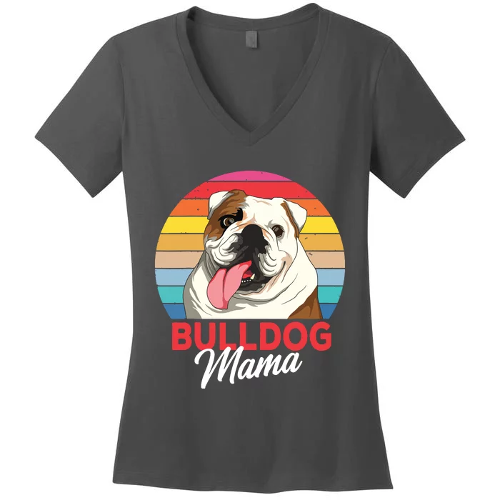 English Bulldog Mama Mom Women Women's V-Neck T-Shirt