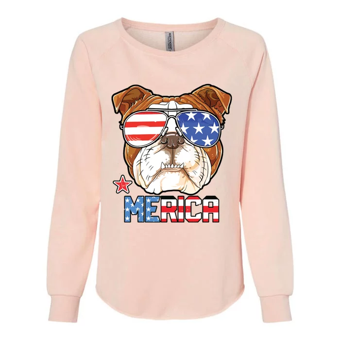 English Bulldog Merica 4th Of July T Boy Dog Puppy Womens California Wash Sweatshirt