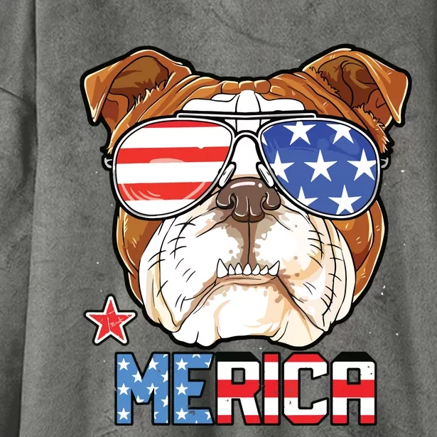 English Bulldog Merica 4th Of July T Boy Dog Puppy Hooded Wearable Blanket