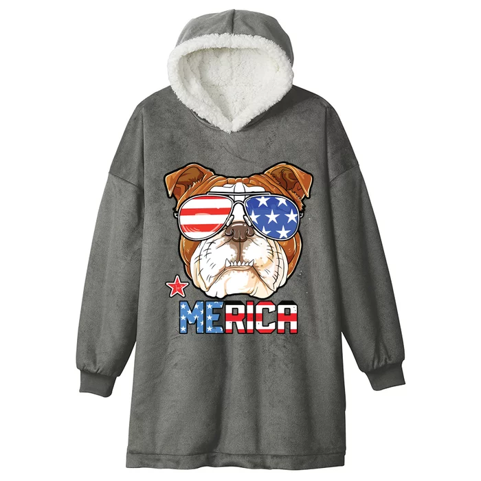 English Bulldog Merica 4th Of July T Boy Dog Puppy Hooded Wearable Blanket