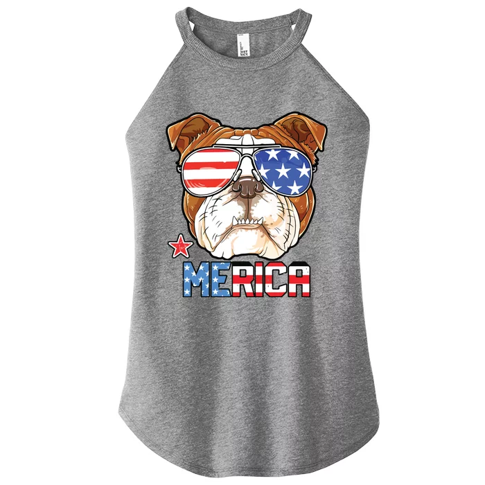 English Bulldog Merica 4th Of July T Boy Dog Puppy Women’s Perfect Tri Rocker Tank