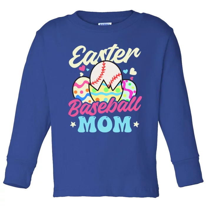 Easter Baseball Mom Design Easter Baseball Gift Toddler Long Sleeve Shirt