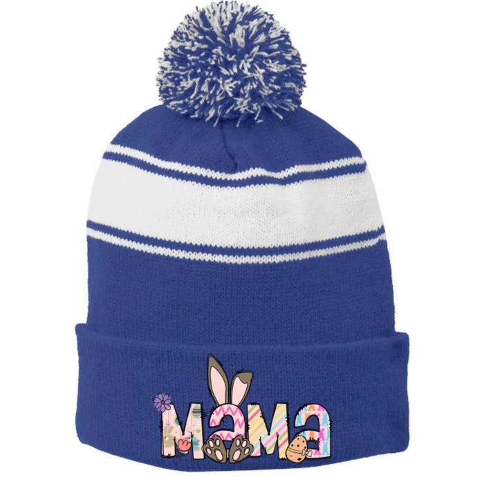 Easter Bunny Mama Easter Matching Family Easter Gift Mom Gift Stripe Pom Pom Beanie