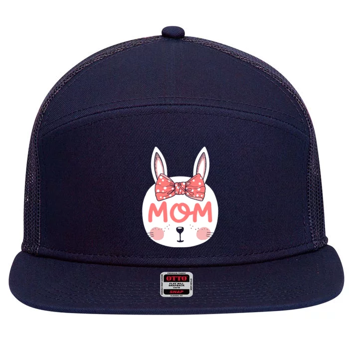 Easter Bunny Mom Matching Family Pink Easter Sunday Gift 7 Panel Mesh Trucker Snapback Hat