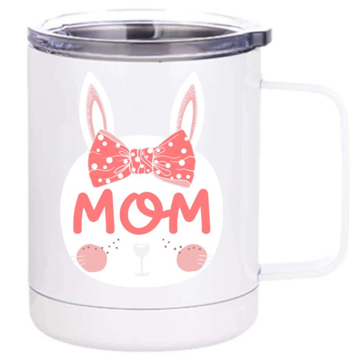 Easter Bunny Mom Matching Family Pink Easter Sunday Gift Front & Back 12oz Stainless Steel Tumbler Cup