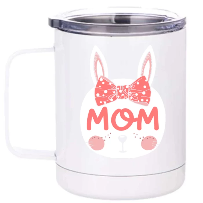 Easter Bunny Mom Matching Family Pink Easter Sunday Gift Front & Back 12oz Stainless Steel Tumbler Cup