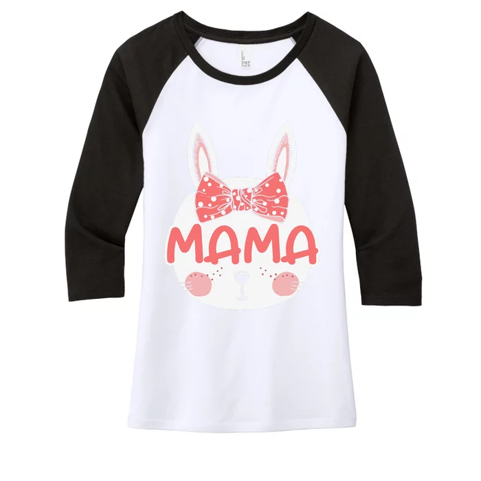 Easter Bunny Mama Matching Family Pink Easter Sunday Women's Tri-Blend 3/4-Sleeve Raglan Shirt