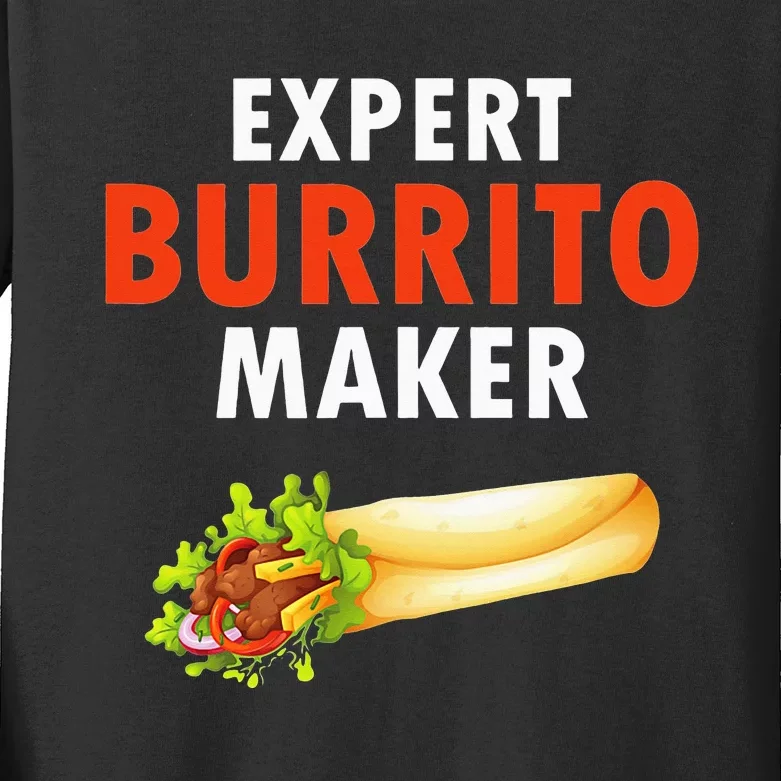 Expert Burrito Maker Street Food Taco Day Gag Kids Long Sleeve Shirt