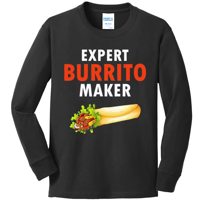 Expert Burrito Maker Street Food Taco Day Gag Kids Long Sleeve Shirt