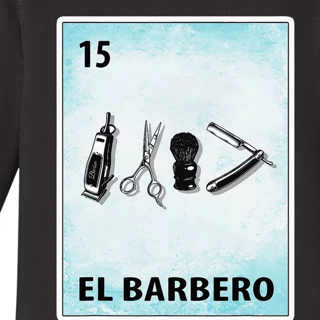 El Barbero Mexican Barber Cards Baby Long Sleeve Bodysuit