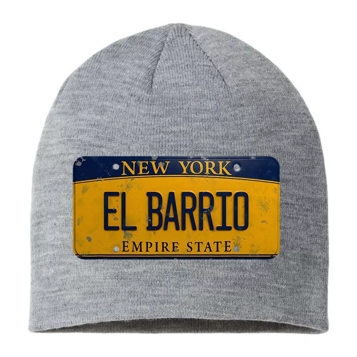 El Barrio New York Distressed License Plate 8 1/2in Sustainable Knit Beanie