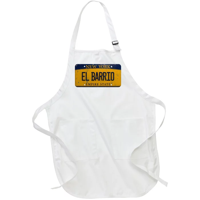 El Barrio New York Distressed License Plate Full-Length Apron With Pocket