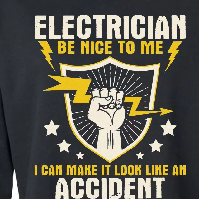 Electrician Be Nice To Me Wireman Lineman Electrical Work Cropped Pullover Crew