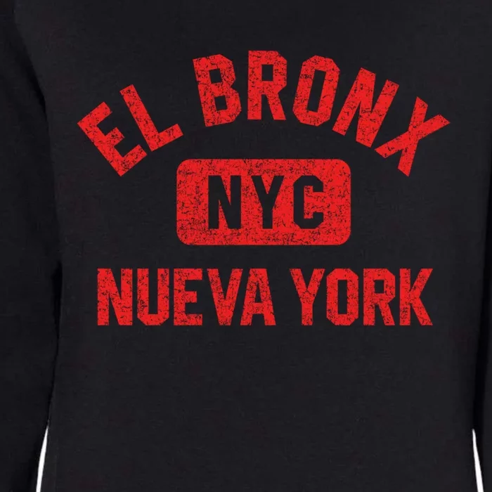 El Bronx Nueva York Nyc Gym Style Distressed Red Print Gift Womens California Wash Sweatshirt