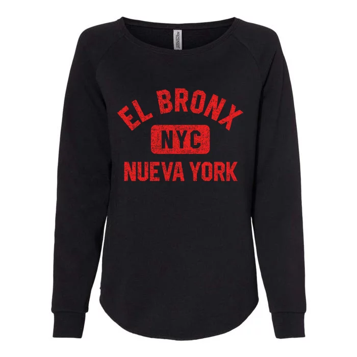 El Bronx Nueva York Nyc Gym Style Distressed Red Print Gift Womens California Wash Sweatshirt