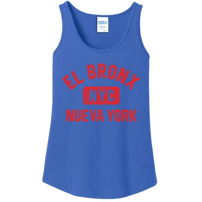 El Bronx Nueva York Nyc Gym Style Distressed Red Print Gift Ladies Essential Tank