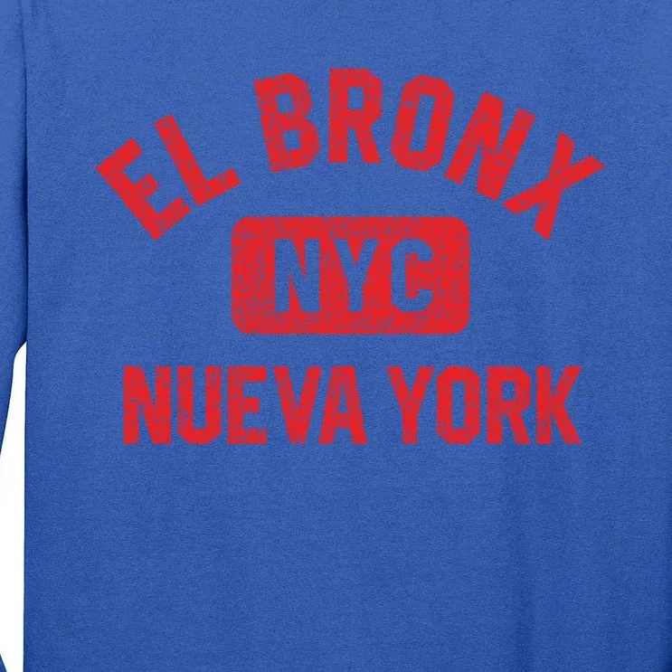 El Bronx Nueva York Nyc Gym Style Distressed Red Print Gift Tall Long Sleeve T-Shirt