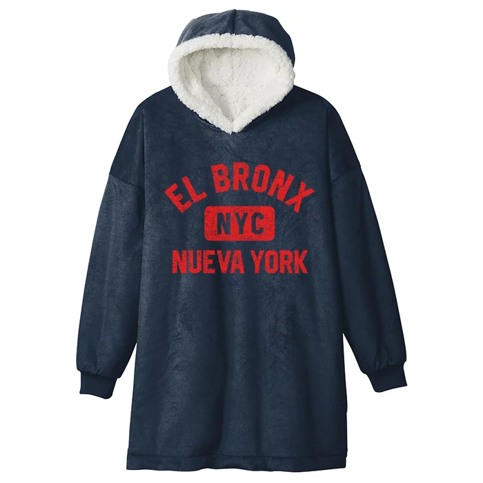 El Bronx Nueva York Nyc Gym Style Distressed Red Print Gift Hooded Wearable Blanket