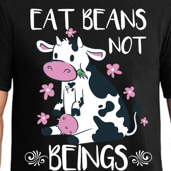 Eat Beans Not Beings Funny Cow Vegan Plant Based Gift Pajama Set