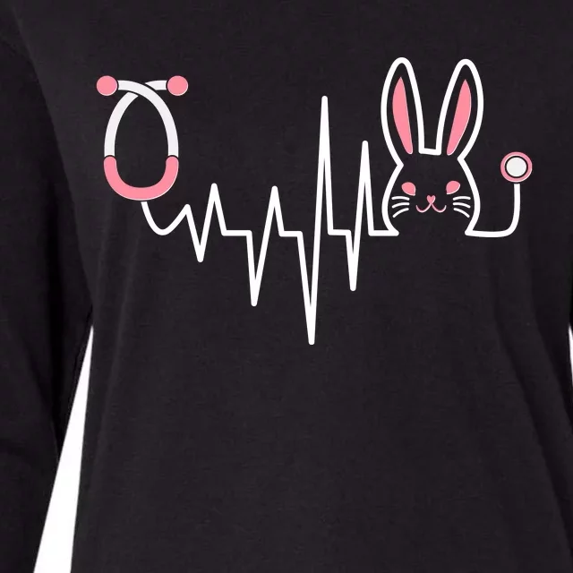 Easter Bunny Nurse Doctor Stethoscope Heartbeat Womens Cotton Relaxed Long Sleeve T-Shirt