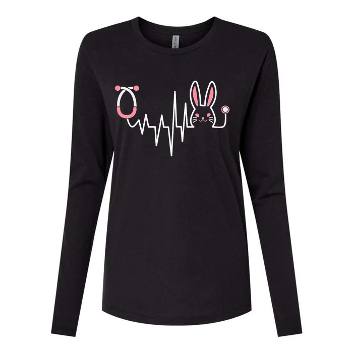 Easter Bunny Nurse Doctor Stethoscope Heartbeat Womens Cotton Relaxed Long Sleeve T-Shirt