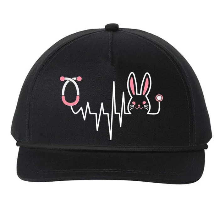 Easter Bunny Nurse Doctor Stethoscope Heartbeat Snapback Five-Panel Rope Hat