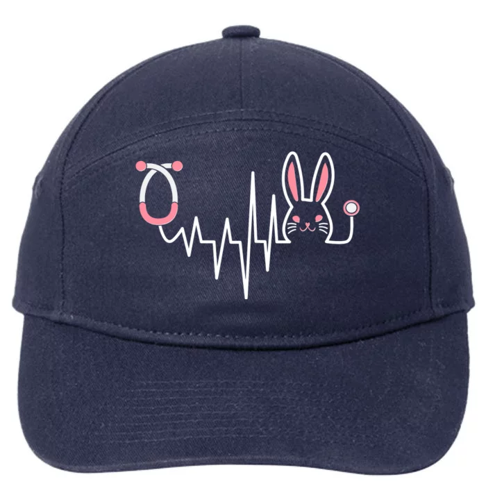 Easter Bunny Nurse Doctor Stethoscope Heartbeat 7-Panel Snapback Hat