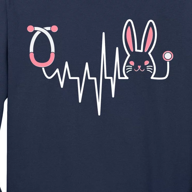 Easter Bunny Nurse Doctor Stethoscope Heartbeat Tall Long Sleeve T-Shirt