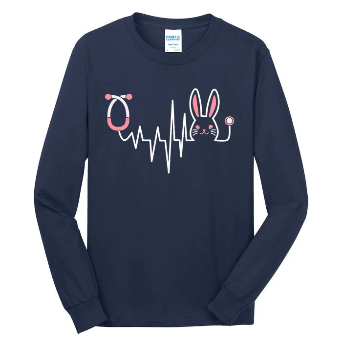 Easter Bunny Nurse Doctor Stethoscope Heartbeat Tall Long Sleeve T-Shirt