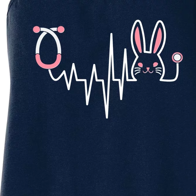 Easter Bunny Nurse Doctor Stethoscope Heartbeat Women's Racerback Tank