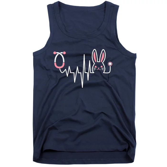 Easter Bunny Nurse Doctor Stethoscope Heartbeat Tank Top