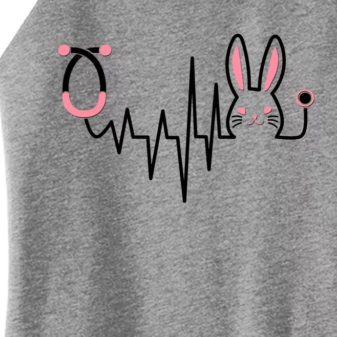 Easter Bunny Nurse Doctor Stethoscope Heartbeat Women’s Perfect Tri Rocker Tank