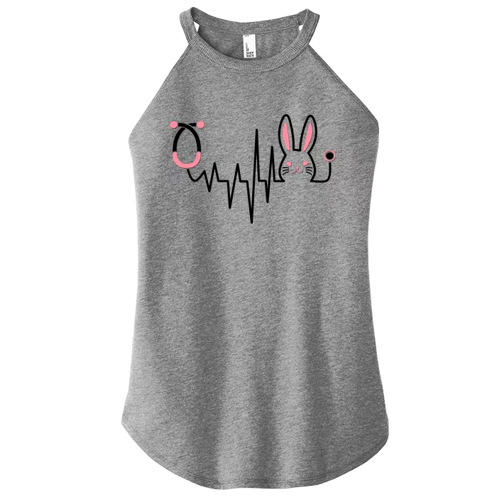 Easter Bunny Nurse Doctor Stethoscope Heartbeat Women’s Perfect Tri Rocker Tank