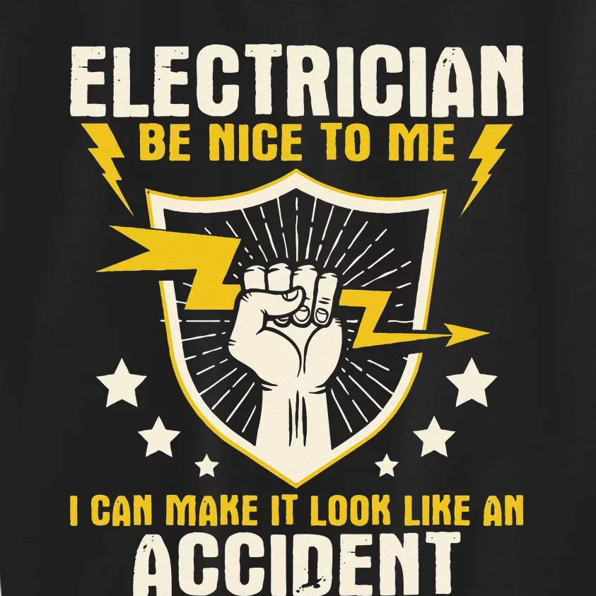 Electrician Be Nice To Me Wireman Lineman Electrical Work Kids Sweatshirt