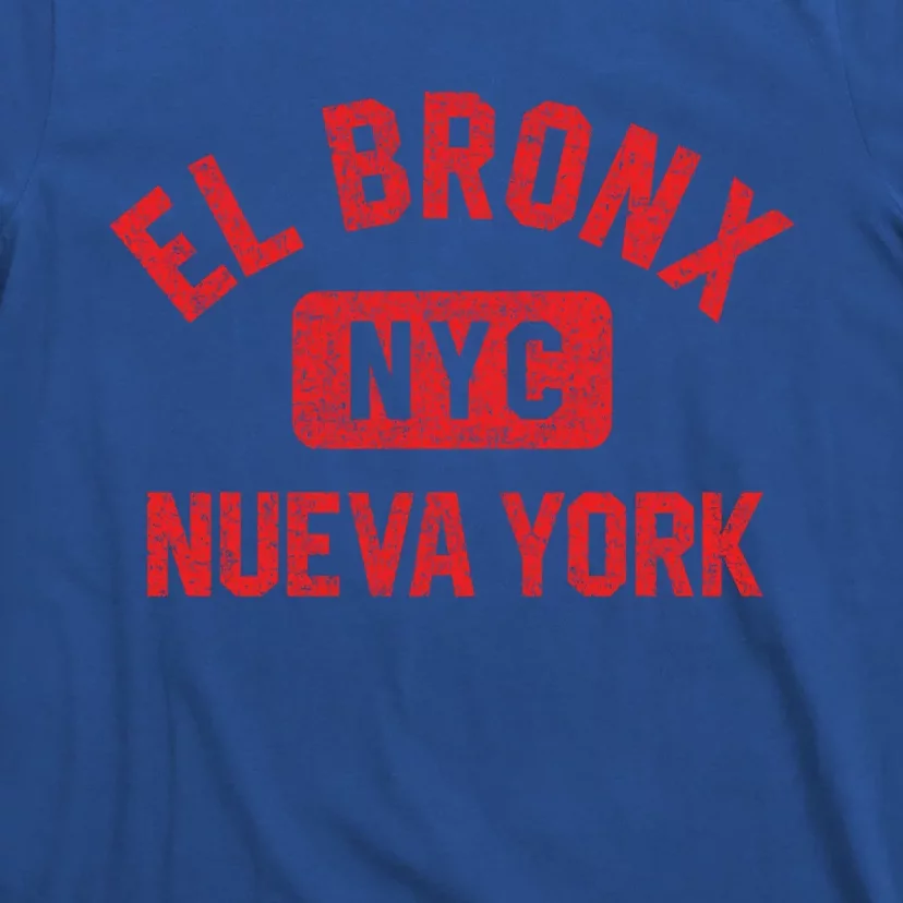 El Bronx Nueva York Nyc Gym Style Distressed Red Print Gift T-Shirt